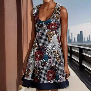 MAEVE ANTHROPOLOGIE FAIRCHILD FLARED DRESS MINI SLEEVELESS FLORAL WOMEN'S SZ XS